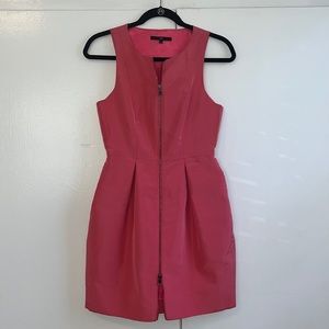 TIBI flamingo pink silk faille sleeveless dress